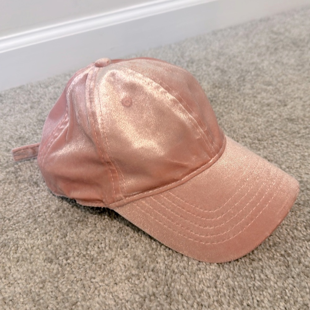 Blush pink velour adjustable baseball cap